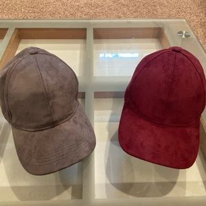 Set of 2 Velvet Grey and Burgundy Hats